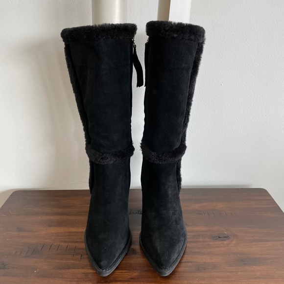Size 6 Sam Edelman Isla Suede Faux Shearling Knee High Boots - Picture 2 of 9